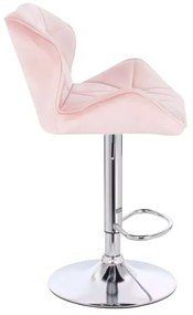 LuxuryForm DESIGN Barová stolička MILANO VELUR na striebornom tanieri - svetlo ružová