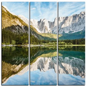 Obraz na plátne - Alpské štíty odrážajúce sa v pokojnom jazere - štvorec 3157B (105x105 cm)