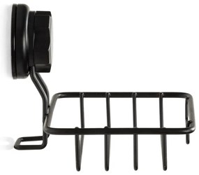 Čierny samodržiaci nástenný držiak na mydlo Compactor Bestlock Black Soap &amp; Sponge Holder
