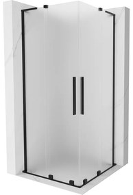 Mexen Velar L Duo, sprchový kút s posuvnými dverami 80 x 80 cm, 8mm sklo námraza, čierna matná, 871-080-080-02-33-70