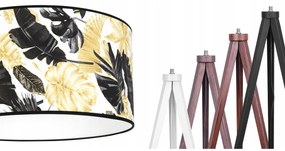 Stojacia lampa Gold Flowers, 1x biele textilné tienidlo s kvetinovým vzorom, (výber zo 4 farieb konštrukcie), (fi 40cm)