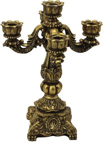 Zlatý antik barokový svietnik na 5 úzkych sviečok Baroque - 24*24*34 cm