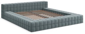 Svetlomodrá čalúnená dvojlôžková posteľ s roštom 140x200 cm Akela – Makamii