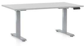 Výškovo nastaviteľný stôl OfficeTech D, 120 x 80 cm, sivá podnož, svetlo sivá