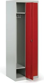 Kovová šatníková skrinka S2, 2-dverová, 1800 x 600 x 500 mm, otočný zámok, červené dvere