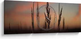 Obraz - Silueta rastliny (s hodinami) (90x30 cm)
