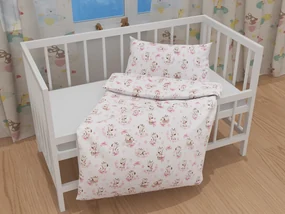 Biante Detské bavlnené posteľné obliečky do postieľky Sandra SA-438 Ružové žirafy na bielom Do postieľky 90x140 a 40x60 cm