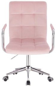 LuxuryForm DESIGN Stolička VERONA VELUR na strieborné podstave s kolieskami - ružová
