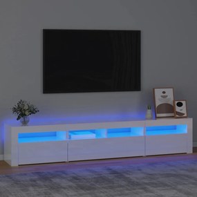 TV skrinka s LED svetlami lesklá biela 210x35x40 cm