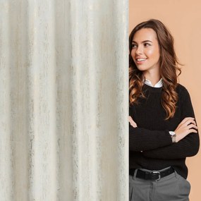 Dekorstudio Hotový zamatový záves DARA s lesklou potlačou – krémový, 140 × 250 cm