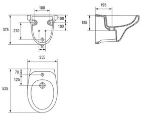 Cersanit DELFI - závesný bidet, biela, K11-0018