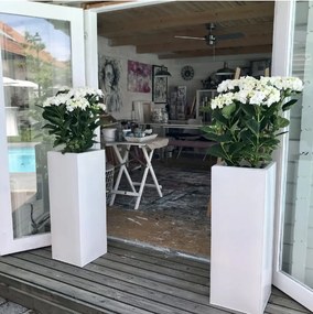 Kvetináč BLOCK, pozink, výška 80 cm, biely, vr. zavlaž. systému