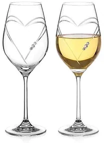 Diamante Swarovski Poháre na víno Hearts 360 ml, 2 ks