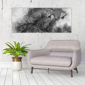 Obraz - Akvareloví papagáje (120x50 cm)