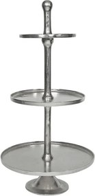 Strieborný servírovací okrúhly etažér sa 3 poschodiami - 80 cm - 47 * 47 * 98cm