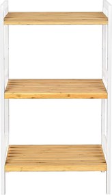 Bambusový úložný regál s 3 policami, prírodná a biela farba