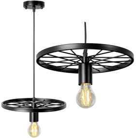 Toolight - Stropná lampa závesná retro kruhová 1xE27 APP212-1CP, čierna, OSW-08001