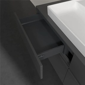 VILLEROY &amp; BOCH Collaro závesná skrinka pod umývadlo na dosku (umývadlo v strede), 4 zásuvky, s LED osvetlením, 1400 x 500 x 548 mm, Glossy Grey, C092B0FP