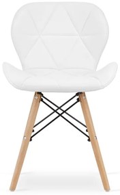Set troch jedálenských stoličiek LAGO ekokoža biele (hnedé nohy) (3ks)