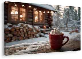 Obraz vianočná pohoda pred chatou