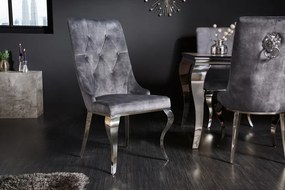 Dizajnová stolička Rococo Levia hlava sivá / chróm