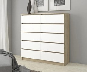 Komoda K140 10SZ CLP dub sonoma / biela