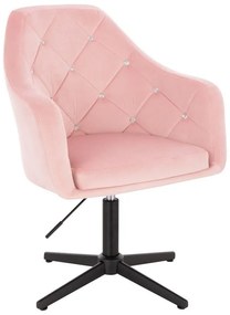 LuxuryForm DESIGN Kreslo ROMA VELUR na čiernom kríži - svetlo ružové