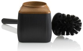 Sada kúpeľňových doplnkov Crystal čierna/s povrchovou úpravou v dekore dreva