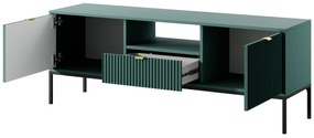 Televizní stolek Nova 154 cm zelený/černý rám a zlaté úchytky