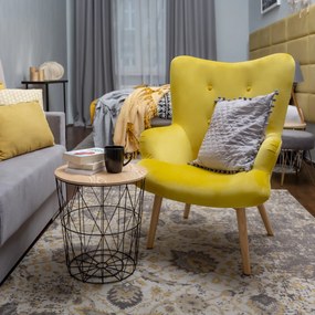 Kreslo ušiak MOSS velour yellow