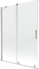 Mexen Velar, 2-krídlová posuvná vaňová zástena 130 x 150 cm, 8mm číre sklo, brúsená oceľ, 896-130-000-01-97