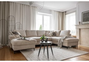 Béžová menčestrová rozkladacia rohová pohovka (pravý roh) Lofty Lilly – Miuform