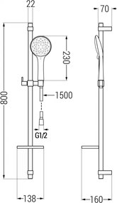 Mexen sprchový set DQ74, čierna, 785744581-70