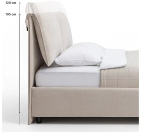 Čalúnená dvojlôžková posteľ taupe s úložným priestorom s roštom 180x200 cm Thessa Pillow – Bonami Selection