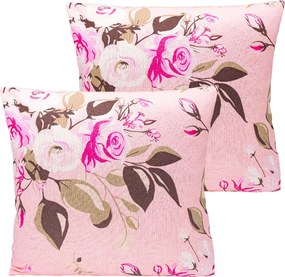 Home Elements Povlak na vankúš, sada 2 ks, ružový, ruže