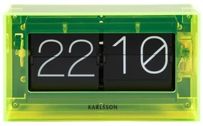 Karlsson 5976YE dizajnové nástenné/stolové preklápacie hodiny zelená, 21 cm
