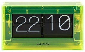 Karlsson 5976YE dizajnové nástenné/stolové preklápacie hodiny zelená, 21 cm