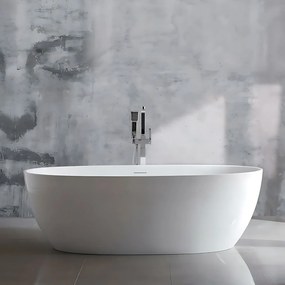 Voľne stojaca akrylátová vaňa REA ROMA 170x75 cm biela, sifón Click-Clack - čierny