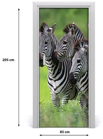 Samolepiace fototapety na dvere tri zebry 85x205 cm