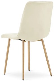 Set dvoch jedálenských stoličiek TURIN zamatové, svetlobéžové / hnedé nohy (2 ks)