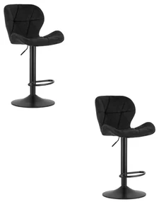 Set dvoch barových stoličiek WEST zamatové čierne (čierna noha) 2 ks