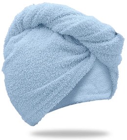 Rýchloschnúci froté turban na vlasy svetlomodrý, 100% bavlna