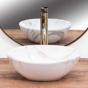 Rea Sofia mini Shiny Aiax, keramické umývadlo na dosku 35x26 cm, imitácia kameňa Aiax, REA-U8014