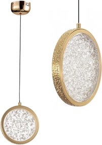 Toolight Toolight, LED krištáľový závesný luster, 10W, 3000K, LHJ100-1CP, zlatá, OSW-60045