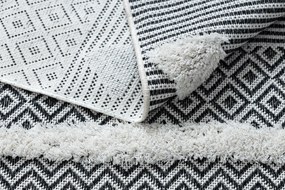 Ekologický koberec MOROC 22321 EKO SIZAL z recyklovanej bavlny, strapce, krémovo - sivý