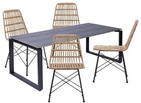 Súprava 4 ratanových jedálenských stoličiek Gabriela a čierneho stola Strong - Bonami Essentials