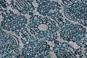 Moderný koberec DE LUXE 2081 ornament vintage - Štrukturálny modro / sivý