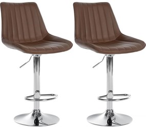 Design-Shop 2x Barová stolička Toni - koženka, chróm rám - Hnedá