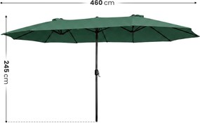 Dvojitý záhradný slnečník TILIA 460x270 cm tmavozelený