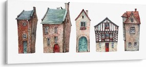 Obraz - Akvarelové domčeky (120x50 cm)